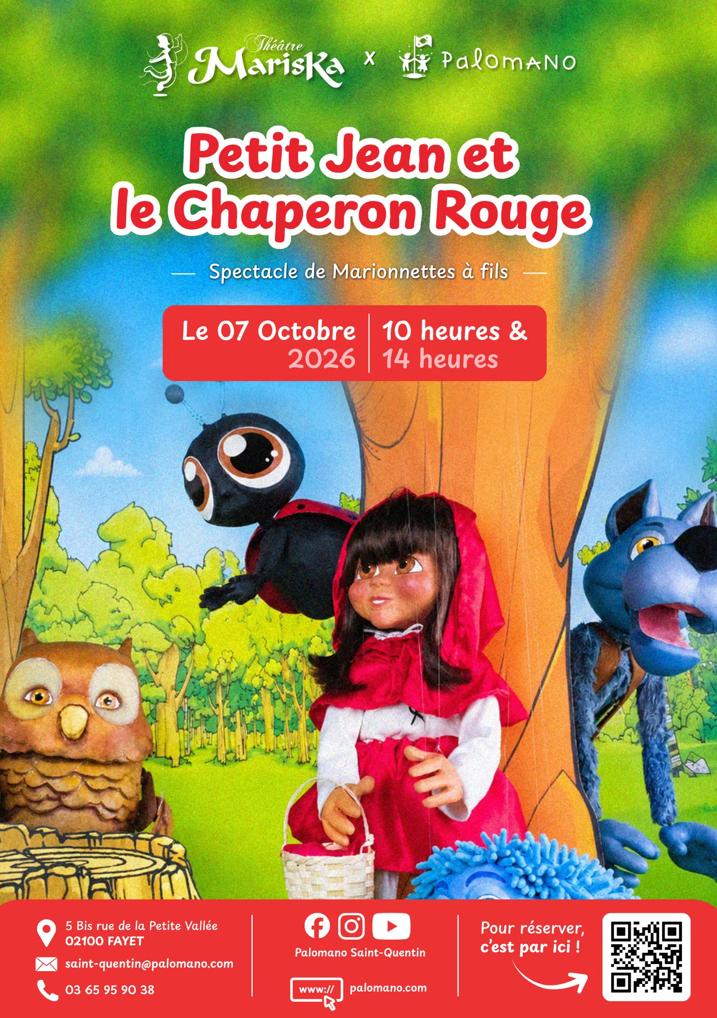 Affiche du spectacle Petit Jean et le Chaperon Rouge à Palomano Saint-Quentin